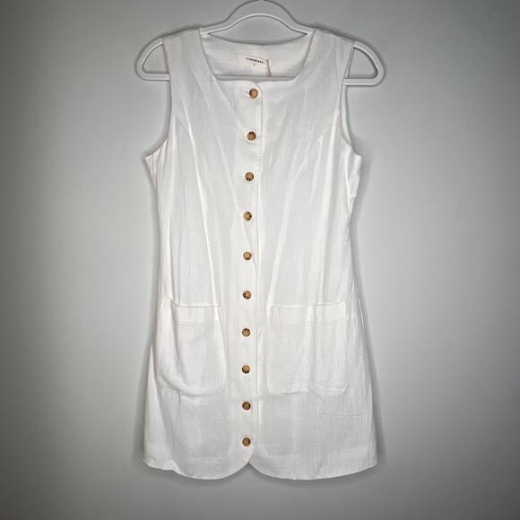 Commense White Button Down Mini Dress Size Small - Picture 3 of 7